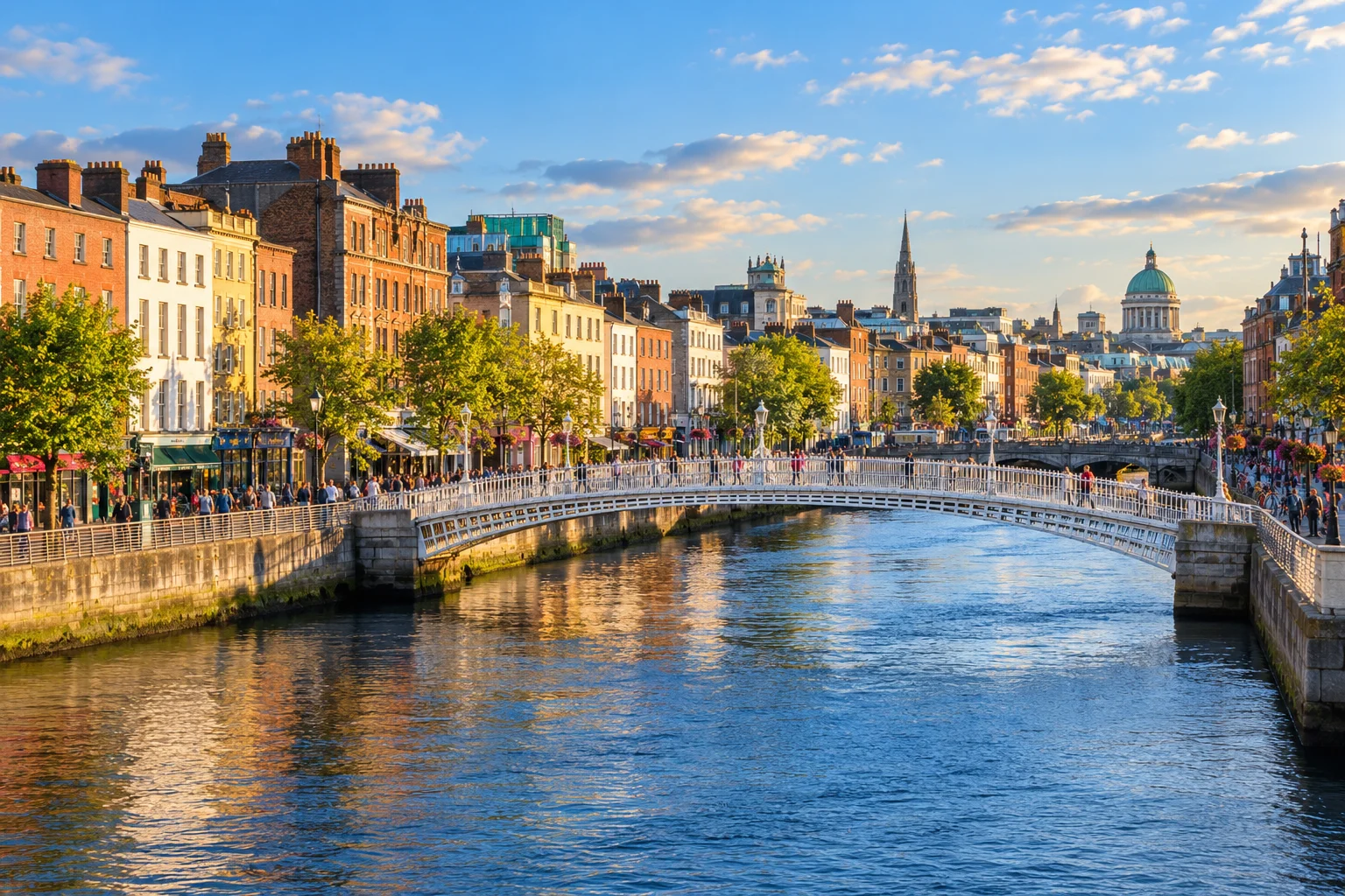 AI-generated Dublin cityscape along the River Liffey