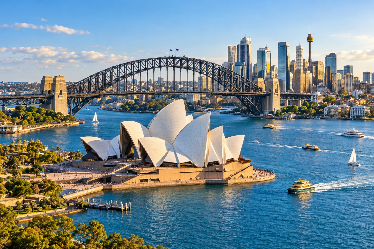 AI-generated Sydney Harbour cityscape with the Opera House